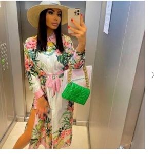 Zara tropical print shirt dress